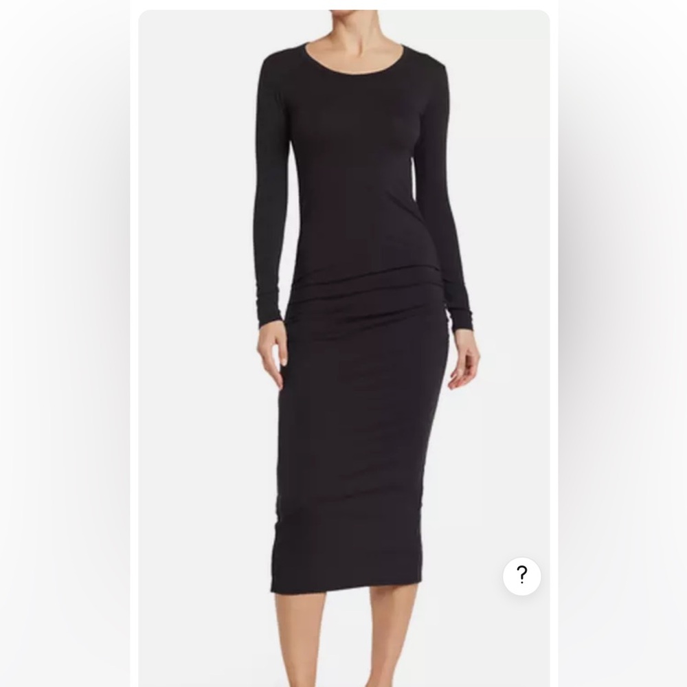 James Perse Long Sleeve Ruched Midi Dress